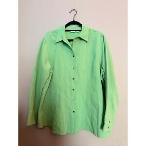 Cato Women's Button Front Collared Long Sleeve Blouse Green 14/16W